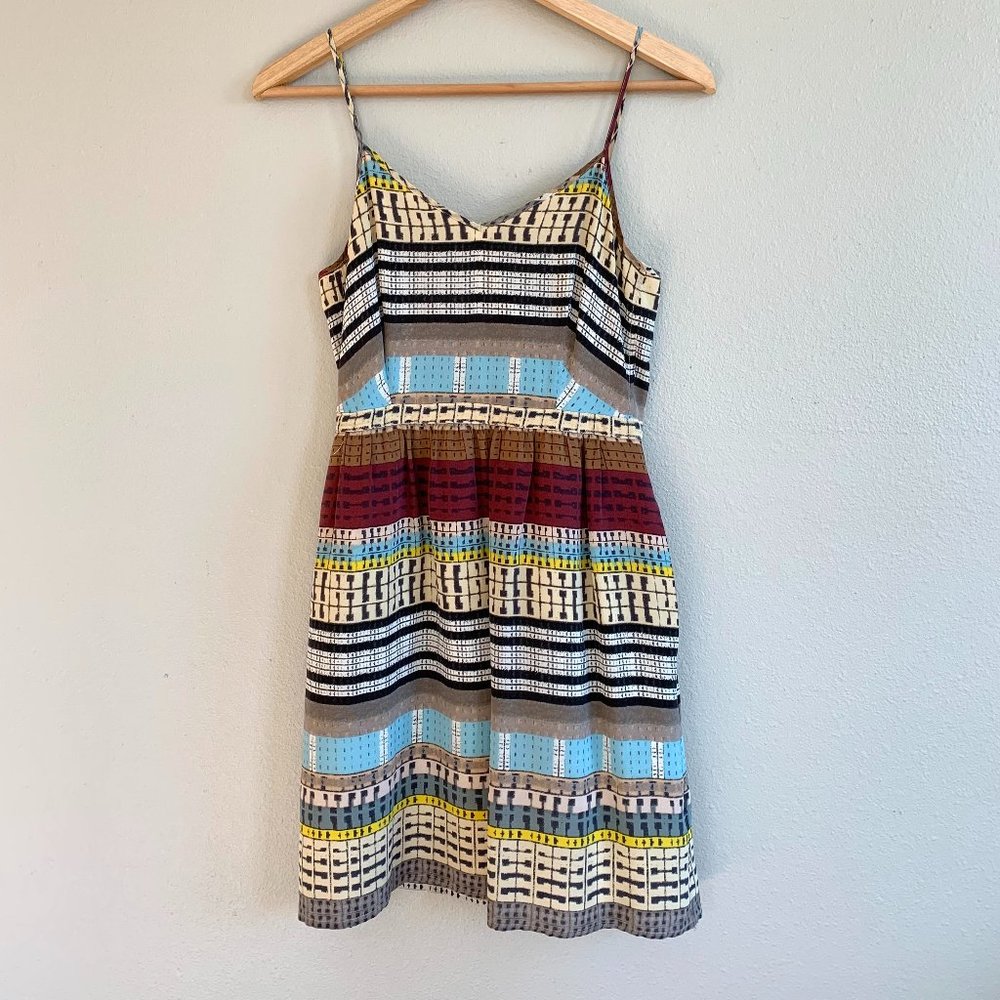 Madewell Broadway & Broome Silk Cami Dress Size 2 Multicolored Pattern Lined
